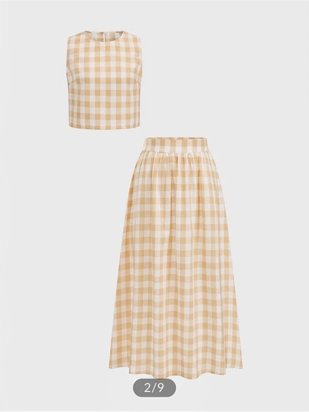 Commence Gingham Crop Top Maxi Skirt Set in yellow & White NWT